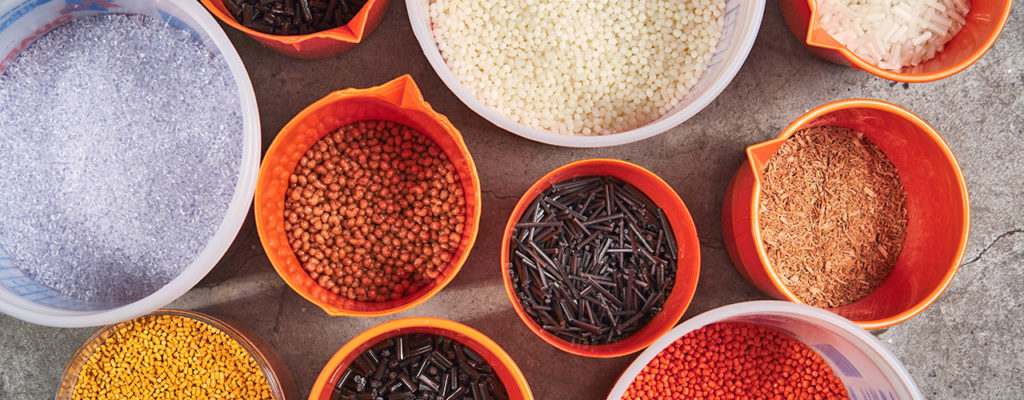 samples of plastics in container
